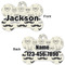 Hipster Cats & Mustache Bone Shaped Dog Tag - Front & Back