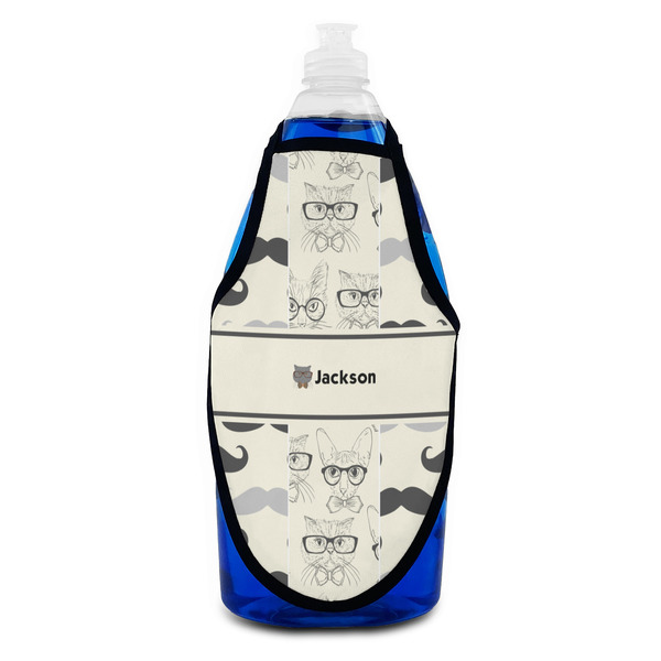 Hipster Cats & Mustache Bottle Apron - Soap - FRONT