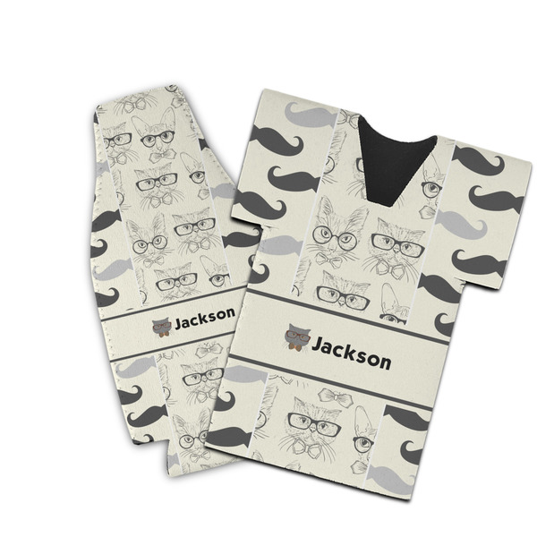 Custom Hipster Cats & Mustache Bottle Cooler (Personalized)