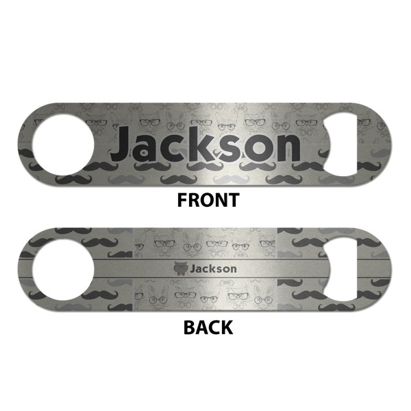 Hipster Cats & Mustache Bottle Opener - Front & Back