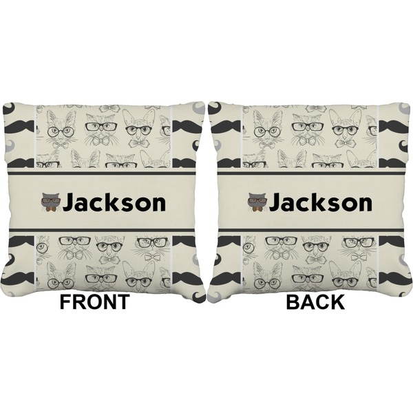 Hipster Cats & Mustache Burlap Pillow Approval