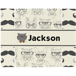 Hipster Cats & Mustache Woven Fabric Placemat - Twill w/ Name or Text