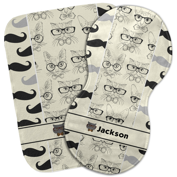 Custom Hipster Cats & Mustache Burp Cloth (Personalized)