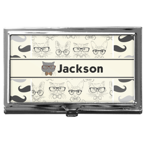 Custom Hipster Cats & Mustache Business Card Case