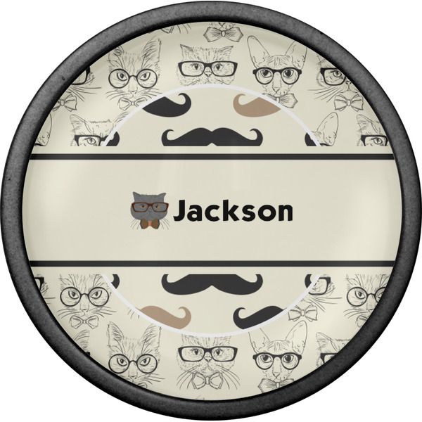 Hipster Cats & Mustache Cabinet Knob - Black - Front