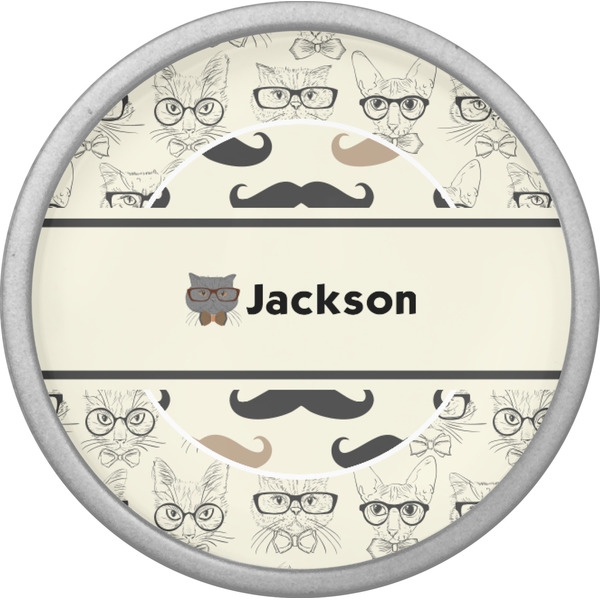 Hipster Cats & Mustache Cabinet Knob - Nickel - Front