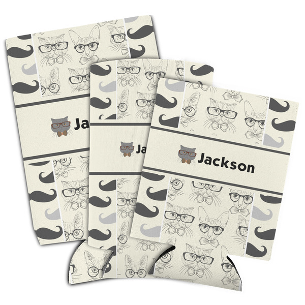 Hipster Cats & Mustache Can Coolers - PARENT/MAIN