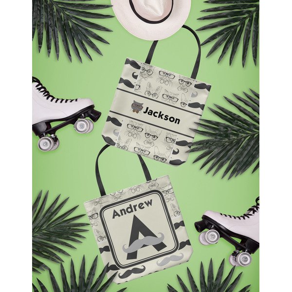 Hipster Cats & Mustache Canvas Tote Lifestyle Front and Back