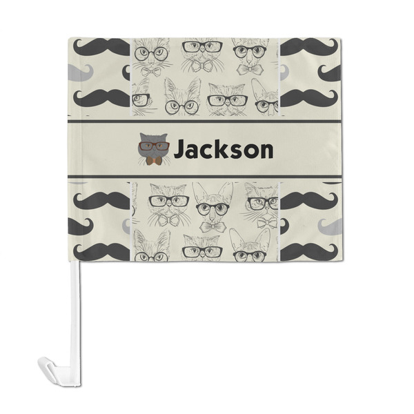 Hipster Cats & Mustache Car Flag - Large - FRONT