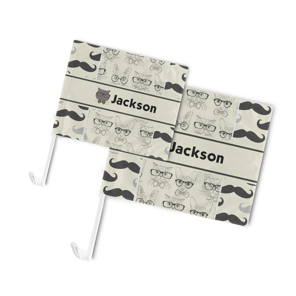 Hipster Cats & Mustache Car Flags - PARENT MAIN (both sizes)