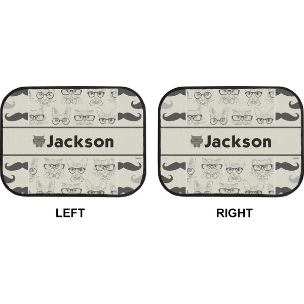 Hipster Cats & Mustache Car Floor Mats (Back Seat) (Approval)