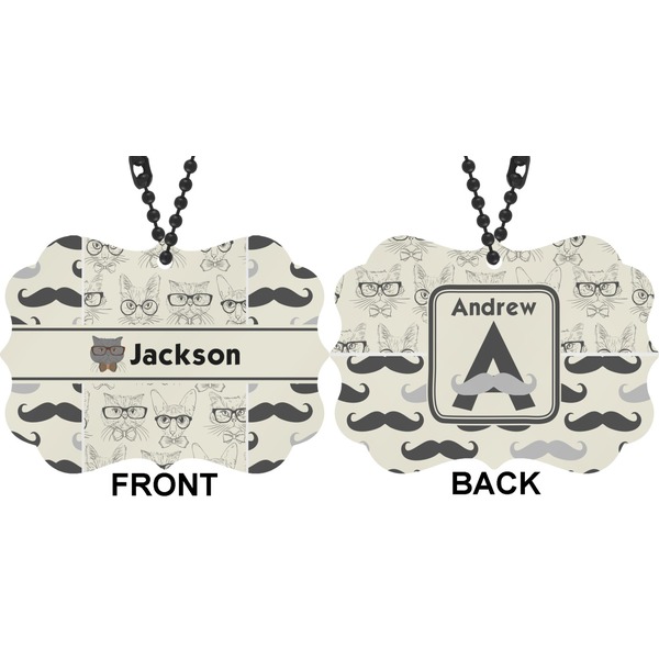 Hipster Cats & Mustache Car Ornament (Approval)