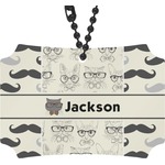 Hipster Cats & Mustache Rear View Mirror Ornament (Personalized)