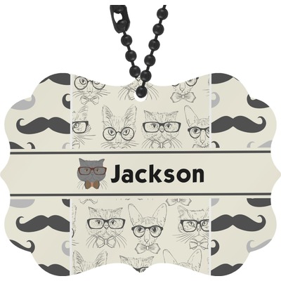 Hipster Cats & Mustache Rear View Mirror Decor (Personalized)
