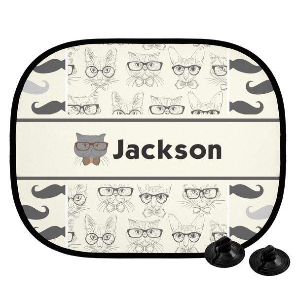Custom Hipster Cats & Mustache Car Side Window Sun Shade (Personalized)