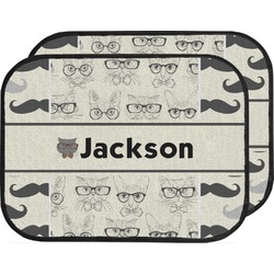 Hipster Cats & Mustache Car Floor Mats (Back Seat) (Personalized)