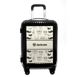 Hipster Cats & Mustache Carry On Hard Shell Suitcase (Personalized)