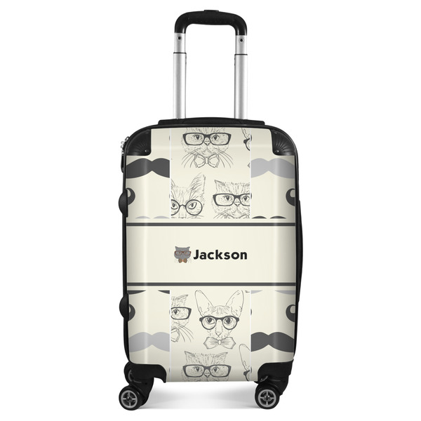 Custom Hipster Cats & Mustache Suitcase - 20" Carry On (Personalized)