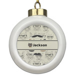 Hipster Cats & Mustache Ceramic Ball Ornament (Personalized)