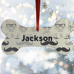 Hipster Cats & Mustache Ceramic Dog Ornament w/ Name or Text
