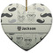 Hipster Cats & Mustache Ceramic Flat Ornament - Heart (Front)