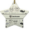 Hipster Cats & Mustache Ceramic Flat Ornament - Star (Front)
