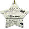 Hipster Cats & Mustache Star Ceramic Ornament w/ Name or Text