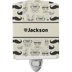 Hipster Cats & Mustache Ceramic Night Light (Personalized)