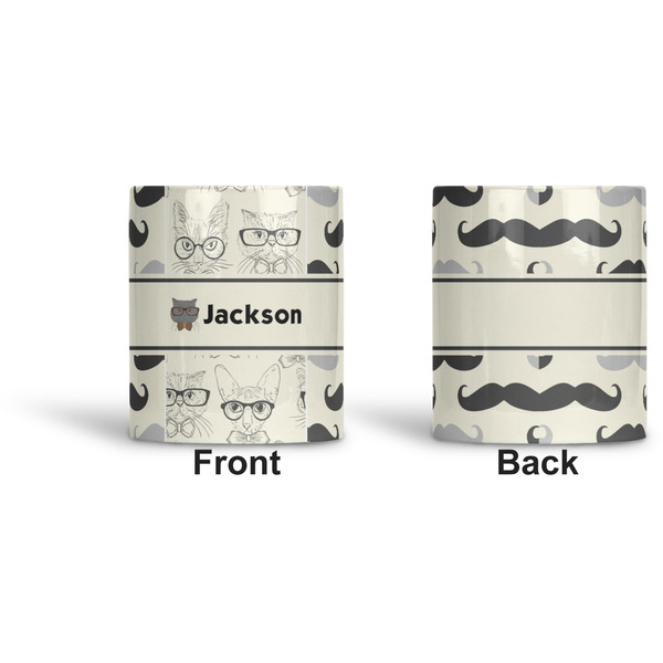 Hipster Cats & Mustache Ceramic Pen Holder - Apvl