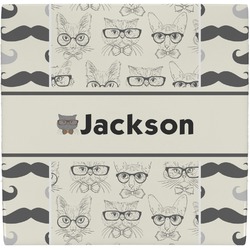 Hipster Cats & Mustache Ceramic Tile Hot Pad (Personalized)