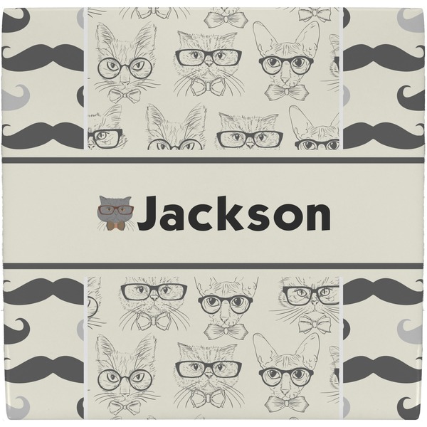 Custom Hipster Cats & Mustache Ceramic Tile Hot Pad (Personalized)