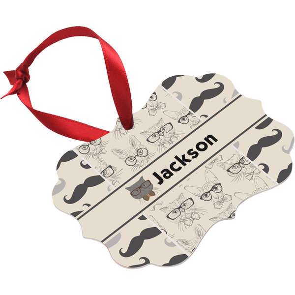 Hipster Cats & Mustache Christmas Ornament
