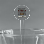 Hipster Cats & Mustache 7" Round Plastic Stir Sticks - Clear (Personalized)