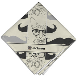 Hipster Cats & Mustache Cloth Dinner Napkin - Single w/ Name or Text