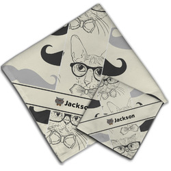 Hipster Cats & Mustache Cloth Napkin w/ Name or Text