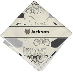 Hipster Cats & Mustache Cloth Napkin w/ Name or Text