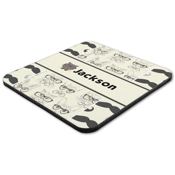 Hipster Cats & Mustache Coaster Set - FLAT (one)
