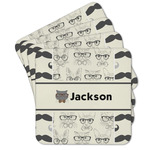 Hipster Cats & Mustache Cork Coaster - Set of 4 w/ Name or Text