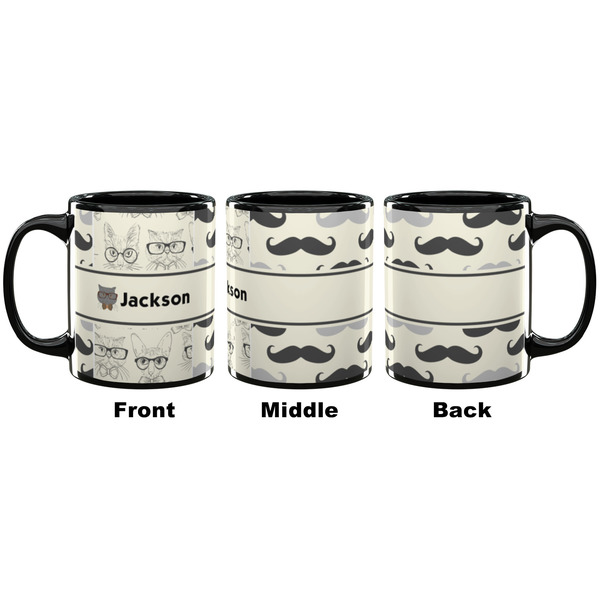 Hipster Cats & Mustache Coffee Mug - 11 oz - Black APPROVAL
