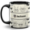 Hipster Cats & Mustache 11 Oz Coffee Mug - Black (Personalized)