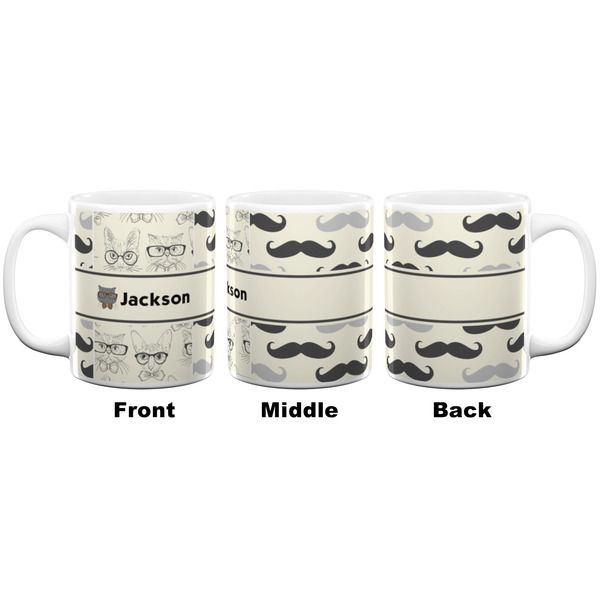 Hipster Cats & Mustache Coffee Mug - 11 oz - White APPROVAL