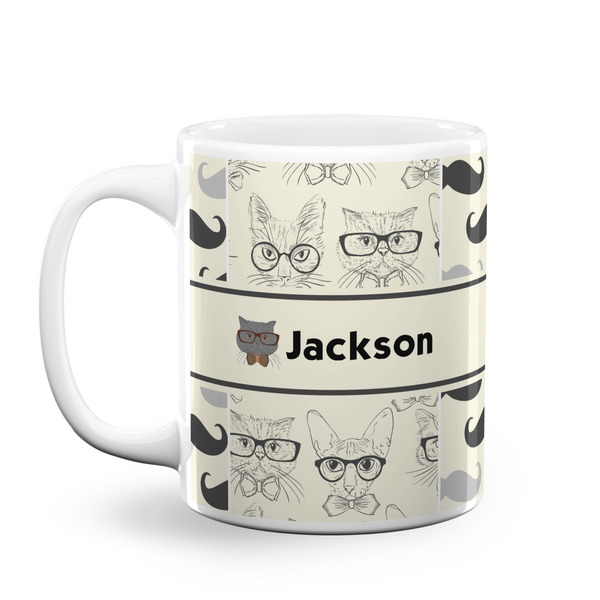 Custom Hipster Cats & Mustache Coffee Mug (Personalized)