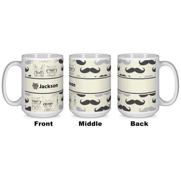 Hipster Cats & Mustache Coffee Mug - 15 oz - White APPROVAL