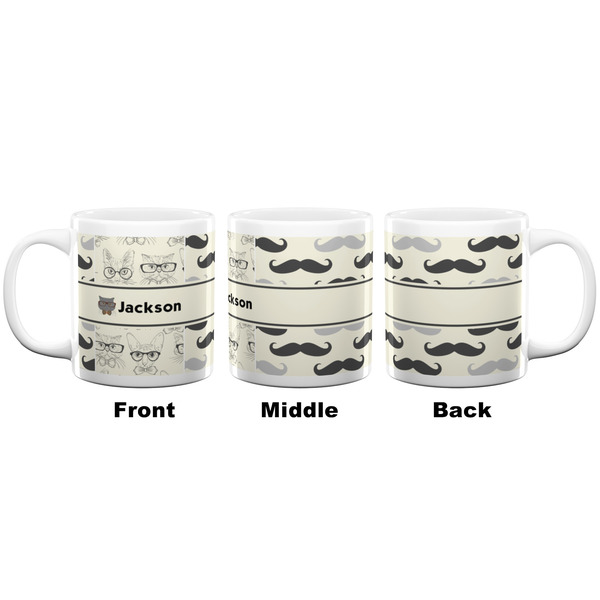 Hipster Cats & Mustache Coffee Mug - 20 oz - White APPROVAL