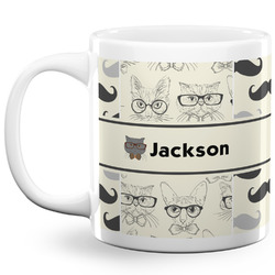 Hipster Cats & Mustache 20 Oz Coffee Mug - White (Personalized)