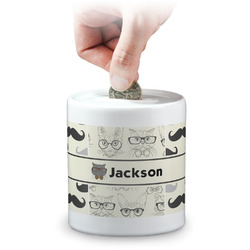 Hipster Cats & Mustache Coin Bank (Personalized)