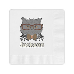 Hipster Cats & Mustache Coined Cocktail Napkins (Personalized)