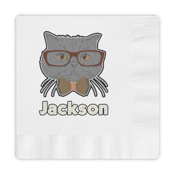 Hipster Cats & Mustache Embossed Decorative Napkins (Personalized)