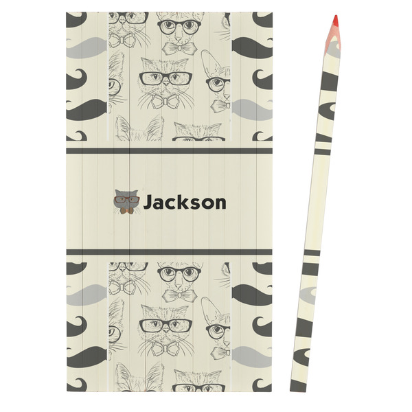 Hipster Cats & Mustache Colored Pencils - Front View