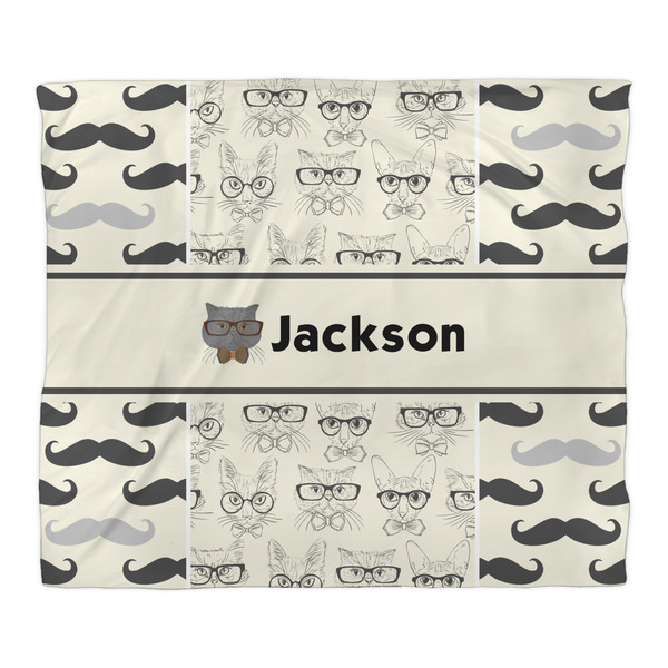 Hipster Cats & Mustache Comforter - King - Front